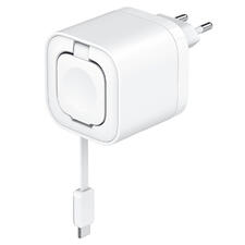 Chargeur rapide de voyage Chargeur rapide de voyage avec câble USB-C, compact et en blanc