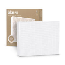 Filtre HEPA Lukas Pro dans un emballage blanc.