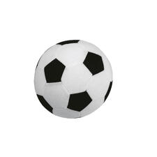 Ballon de football rond avec des panneaux noir et blanc.