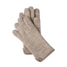 Beige Gants de marche beiges en tissu léger sur fond clair.