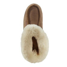 Femme, Brun clair Bottes en laine d'agneau beiges vues d'en haut, doublure douce visible.