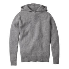 Sweat à capuche Boiled Cashmere Junghans 1954, homme - Le sweat à capuche en cachemire bouilli à la coupe surdimensionnée tendance. Sweat à capuche H en cachemire bouilli gris sur fond clair