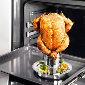 Rôtissoire de poulet avec récipient arômes Maintenant, avec récipient arômes. Votre volaille croustillante est encore plus juteuse, plus aromatique.