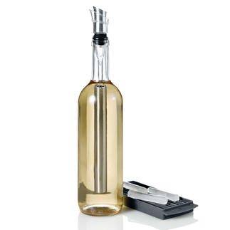 Rafraîchisseur Icepour 4-en-1 Tige en acier inox, verseur, aérateur et bouchon de bouteille. Pour maintenir vos vins au frais.