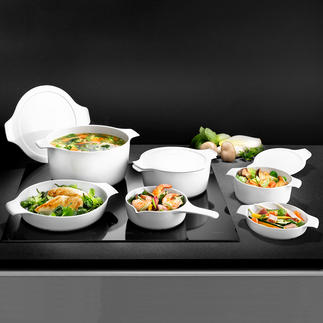 Vaisselle de cuisson et de service inducTherm® Nouveauté mondiale : la première porcelaine compatible induction. Qualité professionnelle par Eschenbach.