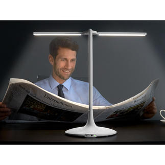 Lampe de table mobile à batterie Enfin en version sans fil : la lampe de table 180 ° avec 3 températures de couleur, variateur et minuteur.