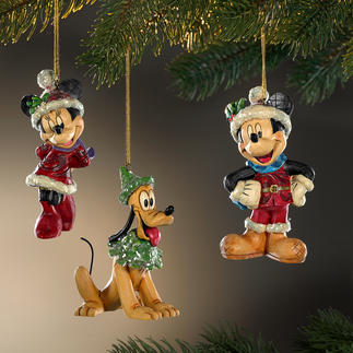 Figurines traditionnelles de Noël Disney Noël avec Mickey, Minnie et Pluto.