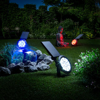 Spot de jardin solaire avec changement de couleur Donnez un effet fascinant à votre jardin avec un spectre de lumière fantastique. En 7 couleurs ou en alternance.