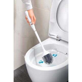 Balai de toilette électrique avec lampe à UV-C Le balai de toilette nouvelle génération : nettoie électriquement et se désinfecte lui-même.