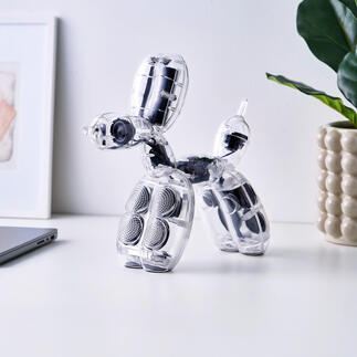Haut-parleur sculptural en forme de chien en ballon.