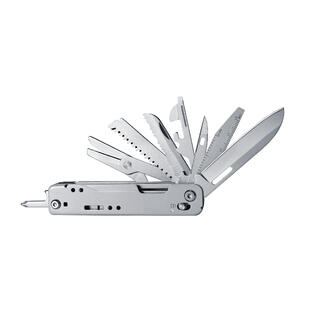 Outil multifonction compact 12-en-1 avec divers outils dépliés.