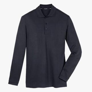 Polo à manches longues en Navy, taille 48, en tissu Pima Interlock.