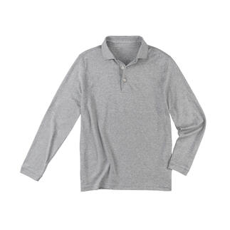 Polo Pima interlock noire en taille 48, sur fond blanc.