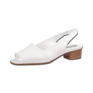 Sandale blanche Mario Arpili taille 36 avec un talon en bois de hauteur moyenne.