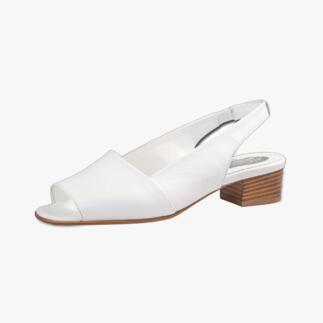 Sandale blanche Mario Arpili taille 36 avec un talon en bois de hauteur moyenne.