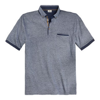 Polo gris avec col et poche poitrine, décontracté et élégant.