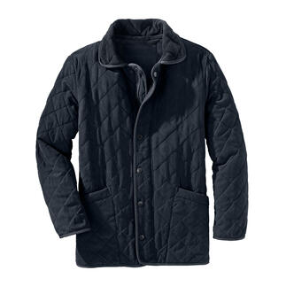 Veste matelassée bleu foncé sur fond blanc