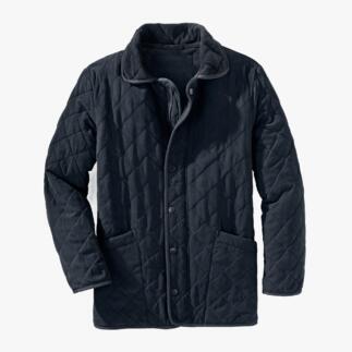 Veste matelassée bleu foncé sur fond blanc