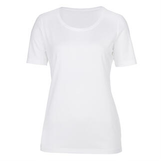 Tee-shirt basique blanc à col rond en taille 36.