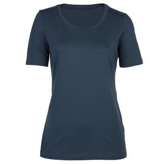 Tee-shirt basique bleu marine à col rond en taille 36.