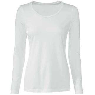 T-shirt à manches longues blanc avec encolure ronde, vue de l'avant