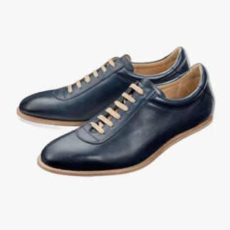 Sneakers Cordwainer bleu foncé, vue détaillée de dessus.