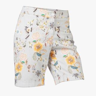 Bermuda shorts élégantes avec motif floral en couleurs pastel.