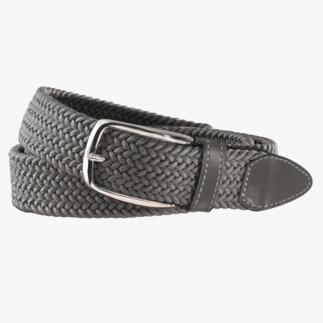 Ceinture élastique grise tressée pour hommes, vue de face.