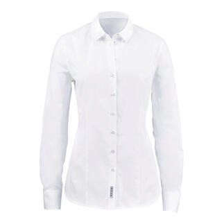 Vue de face d'une chemise Oxford blanche à manches longues.