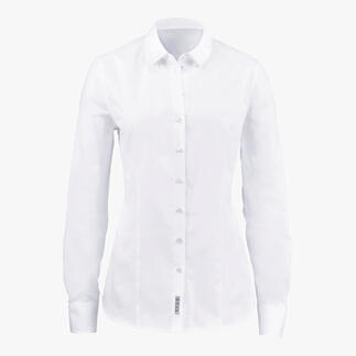Vue de face d'une chemise Oxford blanche à manches longues.