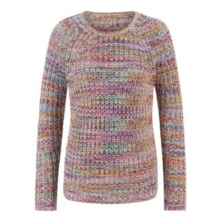 Pull en coton coloré, vue de face sur un fond blanc.
