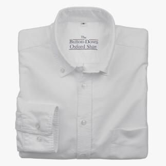 Chemise blanche, pliée, avec col à boutons, taille 38 cm.