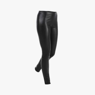Leggings en cuir stretch noir, simples et élégantes.