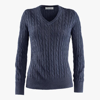 Pull en lin gris Carbery sur fond blanc.