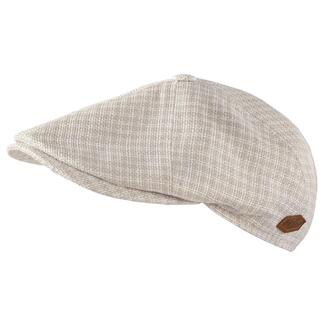 Vue latérale d'une casquette en chanvre/lin dans des teintes claires.