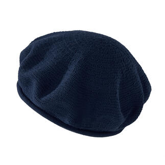 Béret en coton marine vue de côté