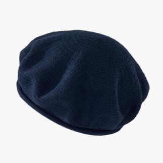 Béret en coton marine vue de côté