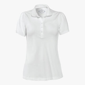 Polo blanche pour femme avec patte de boutonnage et manches courtes, taille : 38