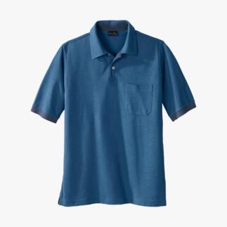 Polo en mélange Pima-cotton en bleu, taille 48, présenté de face.