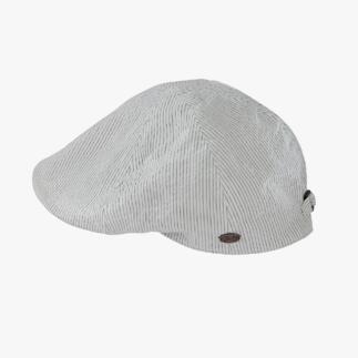 Casquette Seersucker de Bailey of Hollywood vue de côté avec un design rayé.