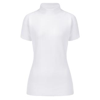 Pull à manches courtes blanc, taille 36, avec col montant.