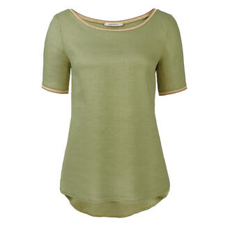 Shirt en lin La Feé Maraboutée en vert olive avec encolure ronde