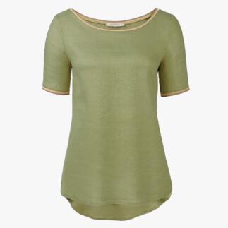 Shirt en lin La Feé Maraboutée en vert olive avec encolure ronde