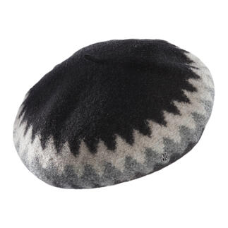 Béret en laine Loevenich en noir et gris, vue latérale