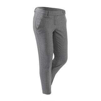 Pantalon de bureau gris avec poche arrière, vue de côté.