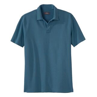Polo Ragman Pima-Pikee bleu foncé, posé sur une table.