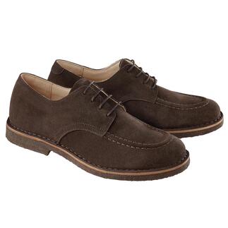 Chaussures derby en cuir suédé brun avec lacets