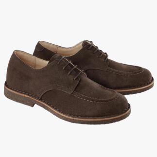 Chaussures derby en cuir suédé brun avec lacets