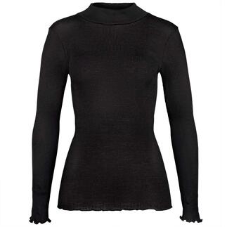 Vue de face d'un pull à col roulé Boglietti noir avec des manches longues.