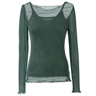Ensemble vert à manches courtes, coupe confortable et tissu en filet fin.